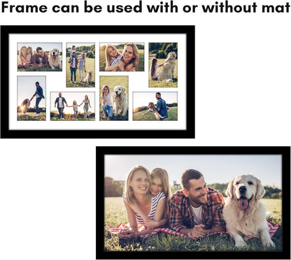 Americanflat 4x6 Collage Picture Frame with Shatter-Resistant Glass - Fits Five 4x6 Photos or Use as One 11x14 Picture Frame - Signature Collection - Collage Frames for Wall Display - Black
