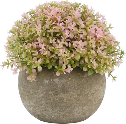 Ogrmar Mini Plastic Faux Plants in Pot/Small Topiary Shrubs Fake Greenery for Bathroom, House Decorations (Green Grass)