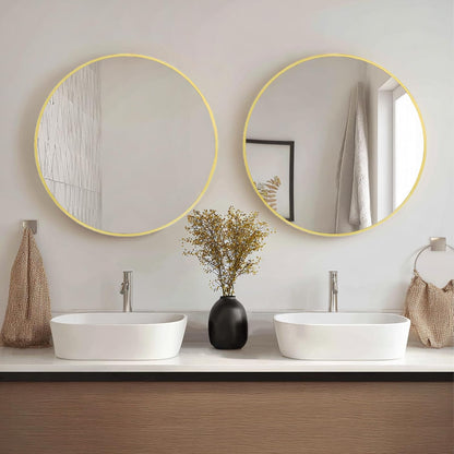 Sunniry Black Round Mirror, Round Mirror 24 inch, Black Circle Mirrors Matte Metal Frame, Wall Mounted Mirrors for Living Room, Bathroom, Wall, Entryway.