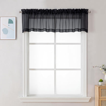 Chyhomenyc Sheer White Valances for Windows 2 Pack, Small Window Curtains for Living Room Bathroom Cafe Laundry Basement, Modern Top Dual Rod Pocket Voile Curtain, 42W x 14L inches, White - Colors B