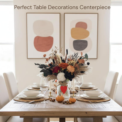 100pcs Artificial Flowers Arrangement With Vase Included, Dining Table Centerpiece Decorations, Fake Flowers in Vase, Dried Pampas Grass Floral Centerpieces, Coffee Table Decor, Centro de Mesa