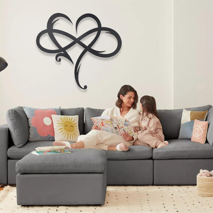 OYEFLY Infinity Heart Metal Wall Decor,Infinity Heart Wall Decor for Room Living,Wedding Decor (Black, style3 11.4 x 10.7in)