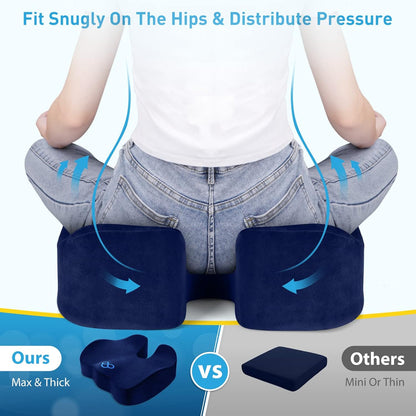 BlissTrends Seat Cushion with Velvet Cover, Thick Memory Foam Cushions for Office Chair, Car Seat, Airplane, Relieving Pressure Tailbone Sciatica Back Pain for Long Sitting, Car Drivers 4.7in Black