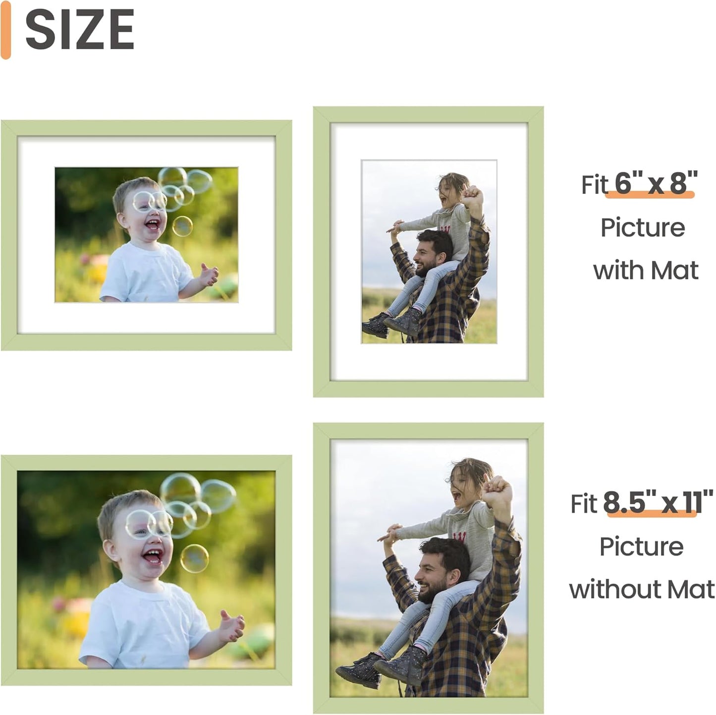 upsimples 8x10 Picture Frame, Display Pictures 5x7 with Mat or 8x10 Without Mat, Wall Hanging Photo Frame, Black, 1 Pack - Colors B