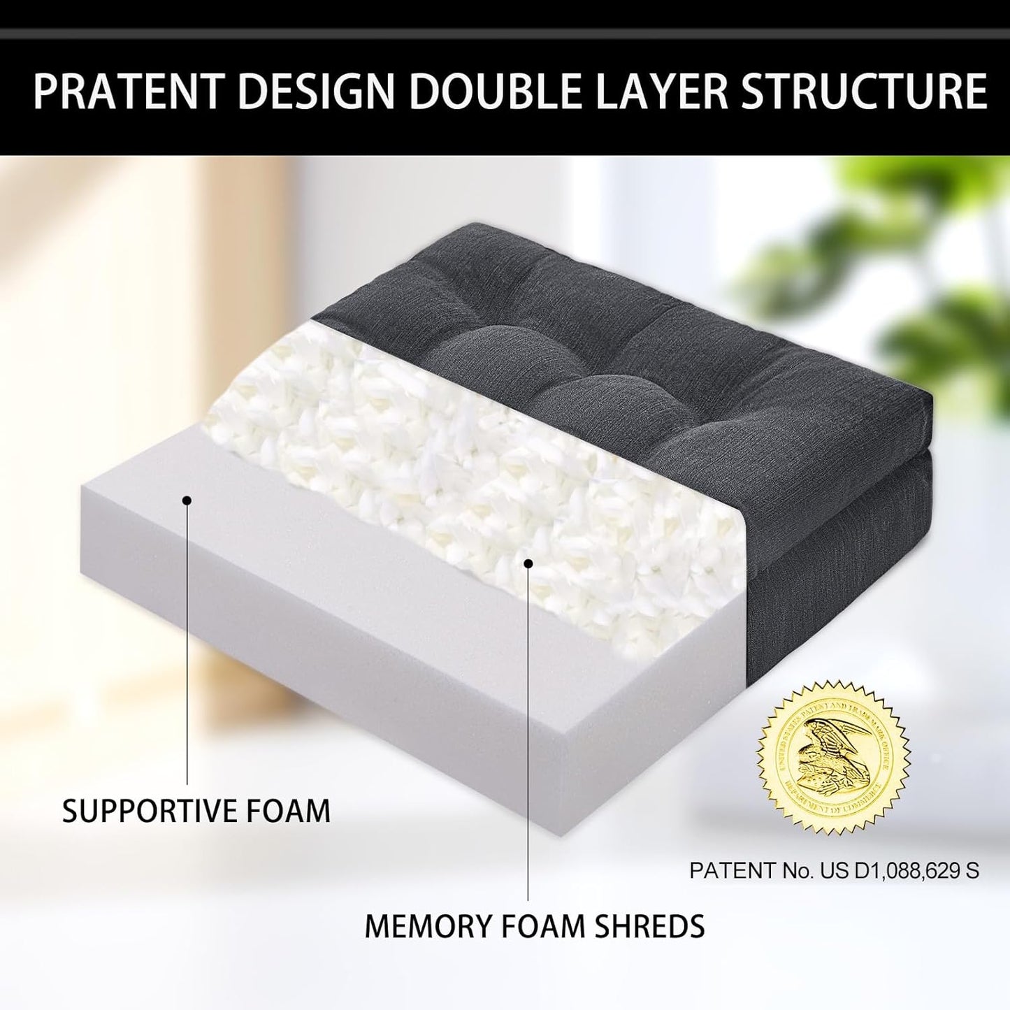 Recliner Cushions for Elderly, 20x20x5 Inch Thick Chair Cushion Patent Design Soft Tufted Dual Layer Booster Seat Cushions for Seniors Recliner Risers Taupe 1P