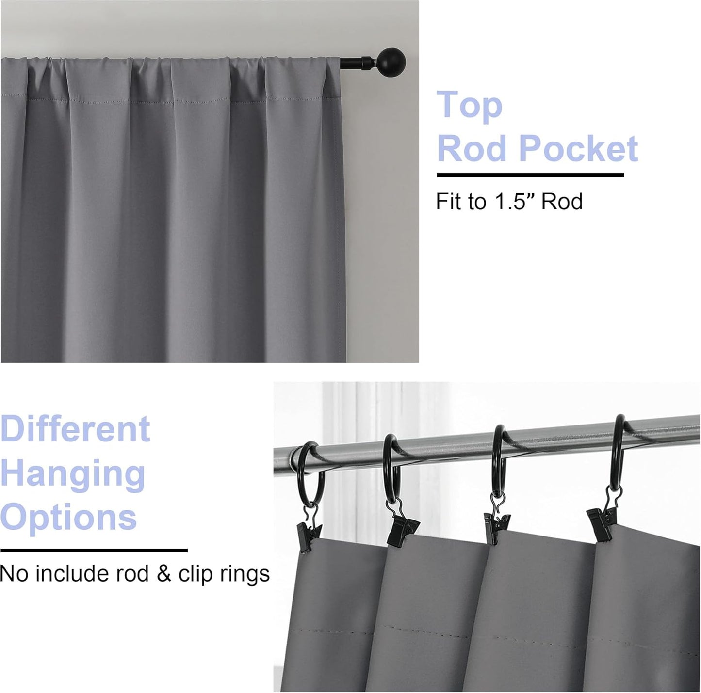 Simplebrand Ava Sage Green Blackout Curtains for Bedroom 63 Inch Length 2 Panels Set, Solid Thermal Insulated Energy Saving Rod Pocket Window Treatment Curtains Blackout Drapes, W40 x L63 Inch, Sage - Colors B