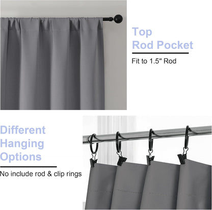 Simplebrand Ava Sage Green Blackout Curtains for Bedroom 63 Inch Length 2 Panels Set, Solid Thermal Insulated Energy Saving Rod Pocket Window Treatment Curtains Blackout Drapes, W40 x L63 Inch, Sage - Colors B
