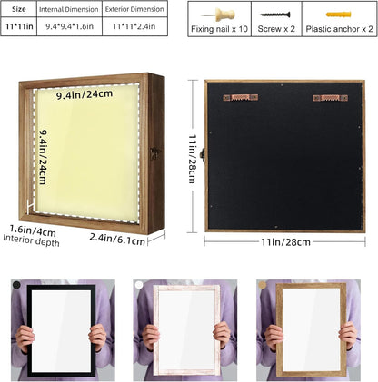 TJ.MOREE Shadow Box Frame 8 x 10 Shadowbox Display Case Picture Frame with Linen Back Memorabilia Bouquet Medals Military Photos Memory Box