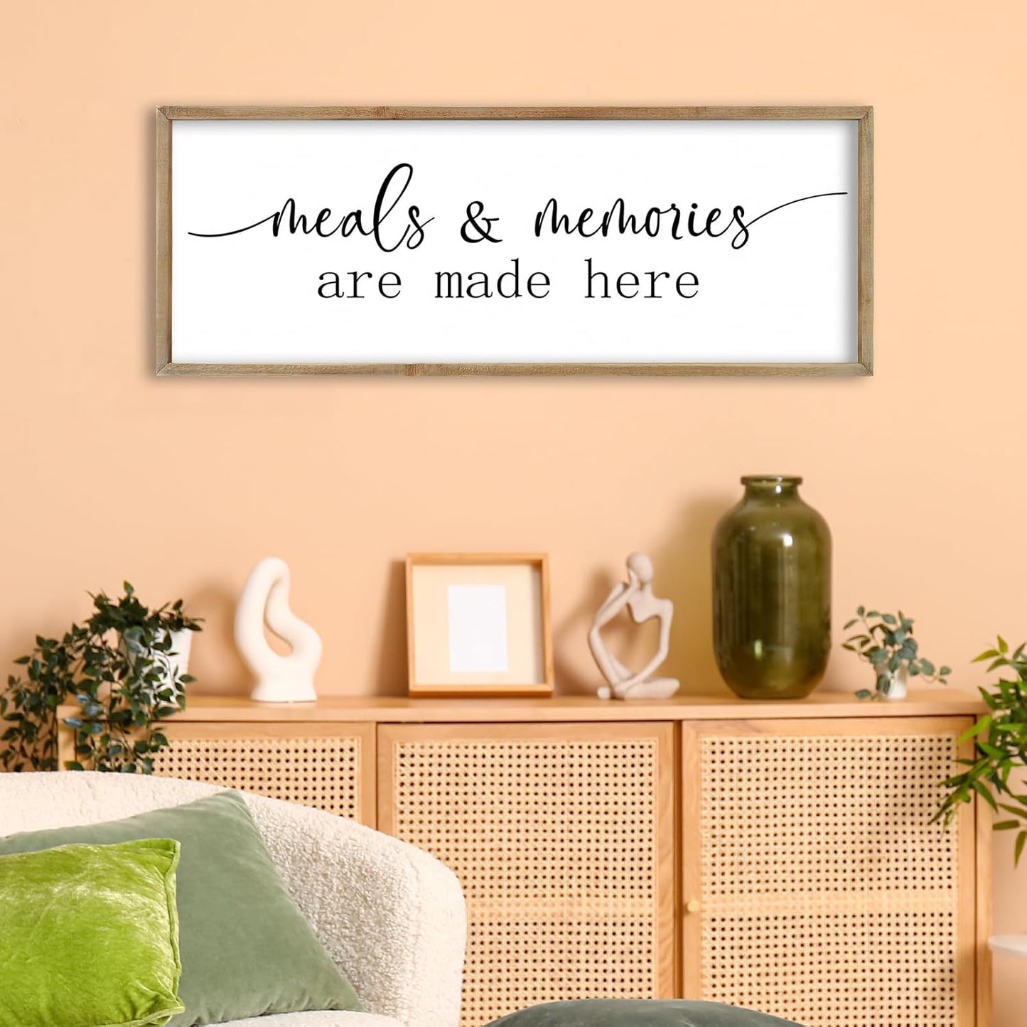FZMHASLWW Gather Sign Wall Decor 32"×12" Large Wooden Framed for Dining Room Simple Home Kitchen Hanging Art (Wood)