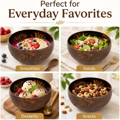 ChezMax Natural Coconut Bowl with Mother of Pearl Inlays - Key Bowl & Fruit Snack Holder (Blue-Gold)