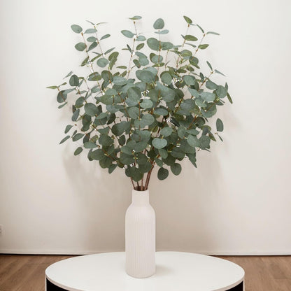 6 Pcs 27" Eucalyptus Stems Greenery Stems Eucalyptus Leaf Spray in Green Silk Plastic Plants Floral Artificial Plants for Home Party Wedding Decoration