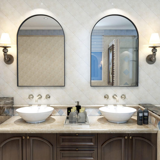 Arched Wall Mirror for Bathroom, 20"x30" Arched Mirror Wall Mounted Mirror with Metal Frame, Sliver Vanity Mirror Decor for Mantle, Bedroom, Entryway, Living Room
