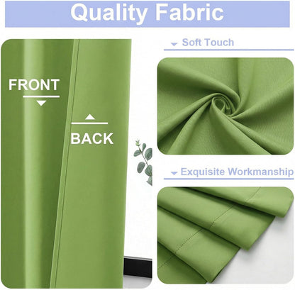 Simplebrand Ava Sage Green Blackout Curtains for Bedroom 63 Inch Length 2 Panels Set, Solid Thermal Insulated Energy Saving Rod Pocket Window Treatment Curtains Blackout Drapes, W40 x L63 Inch, Sage - Colors C