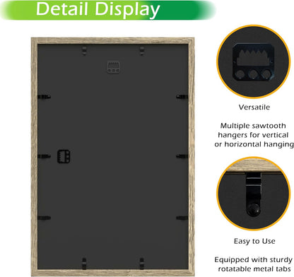 FrameWorks 11” x 14” Dark Oak Wooden Shadow Box Frame – Display Case with Soft Felt Back, Memory Box with Tempered Glass, Display Box with Elegant White Ball Push Pins, Wooden Flower Box