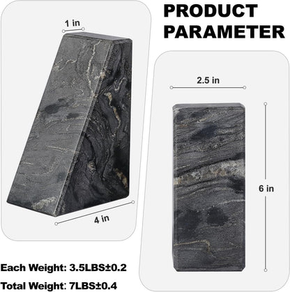 Karibiber Travertine Bookends for Heavy Books, Marble Decorative Bookends for Shelves, Heavy-Duty Stone Book Ends for Hardback Book & Cookbooks, Unique Book Stopper & Holder, Travertino Italy