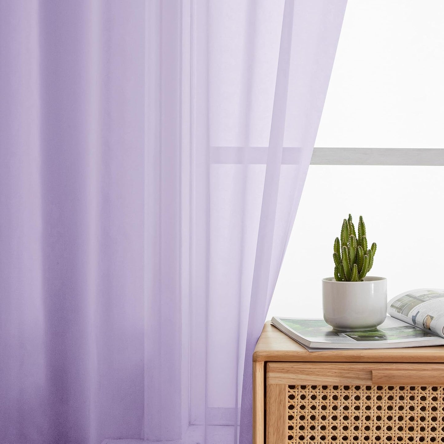 OWENIE Sheer Curtains 84 inches Long 2 Panels Set for Living Room/Bedroom, Rod Pocket Voile Sheer Panel Drapes, White, 2pcs, Each 42" W x 84" L - Colors A