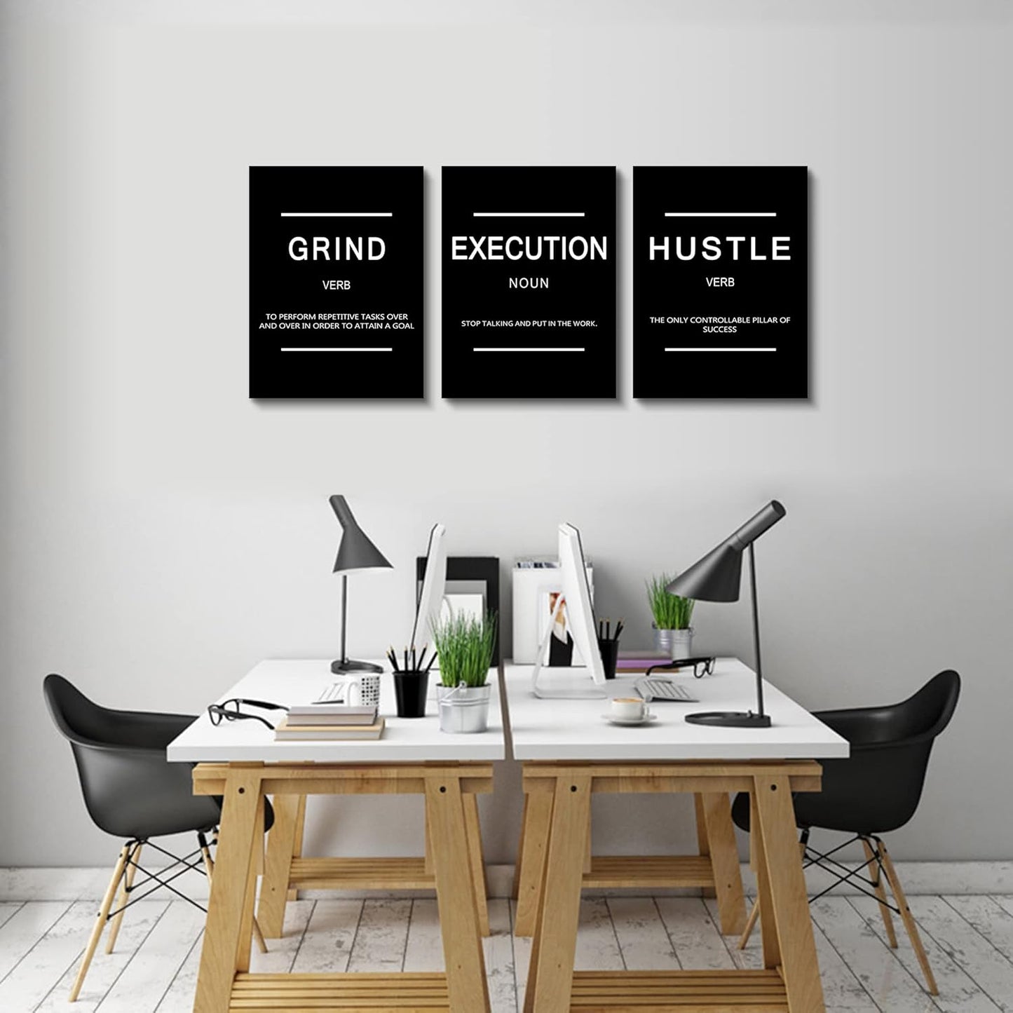 Inspirational Canvas Painting Wall Art -EPHANY ART,Mindset Quotes Prints, Success Framed Entrepreneur Poster Positive Quotes Wall Poster for Home Office Workplace (M-3pcs,12x16inchx3pcs)