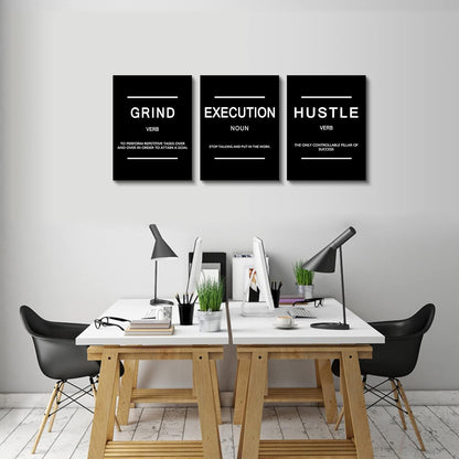 Inspirational Canvas Painting Wall Art -EPHANY ART,Mindset Quotes Prints, Success Framed Entrepreneur Poster Positive Quotes Wall Poster for Home Office Workplace (M-3pcs,12x16inchx3pcs)