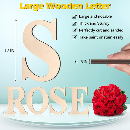 17 inch Large Wooden Sign & for Wall Decor, Big Wood Symbol &, Giant Paintable Blank Wooden Shapes for Crafts, Unfinished Wood Cutouts for Birthday Party, Rustic Wedding, Christmas Decor, Baby Shower