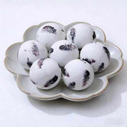 Set of 6 Decorative Orbs for Bowls and Vases - Circle Pattern - Resin Round Sphere Balls for Living, Dining Room Coffee Table Centerpiece Home Decor