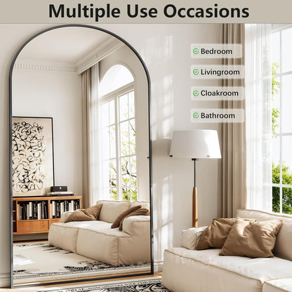 57" x 20" Arched Full Length Mirror - Wall Mounted/Floor Mirror Aluminum Alloy Frame Full Body Mirrors for Bathroom Living Room Bedroom and Entryway,Black