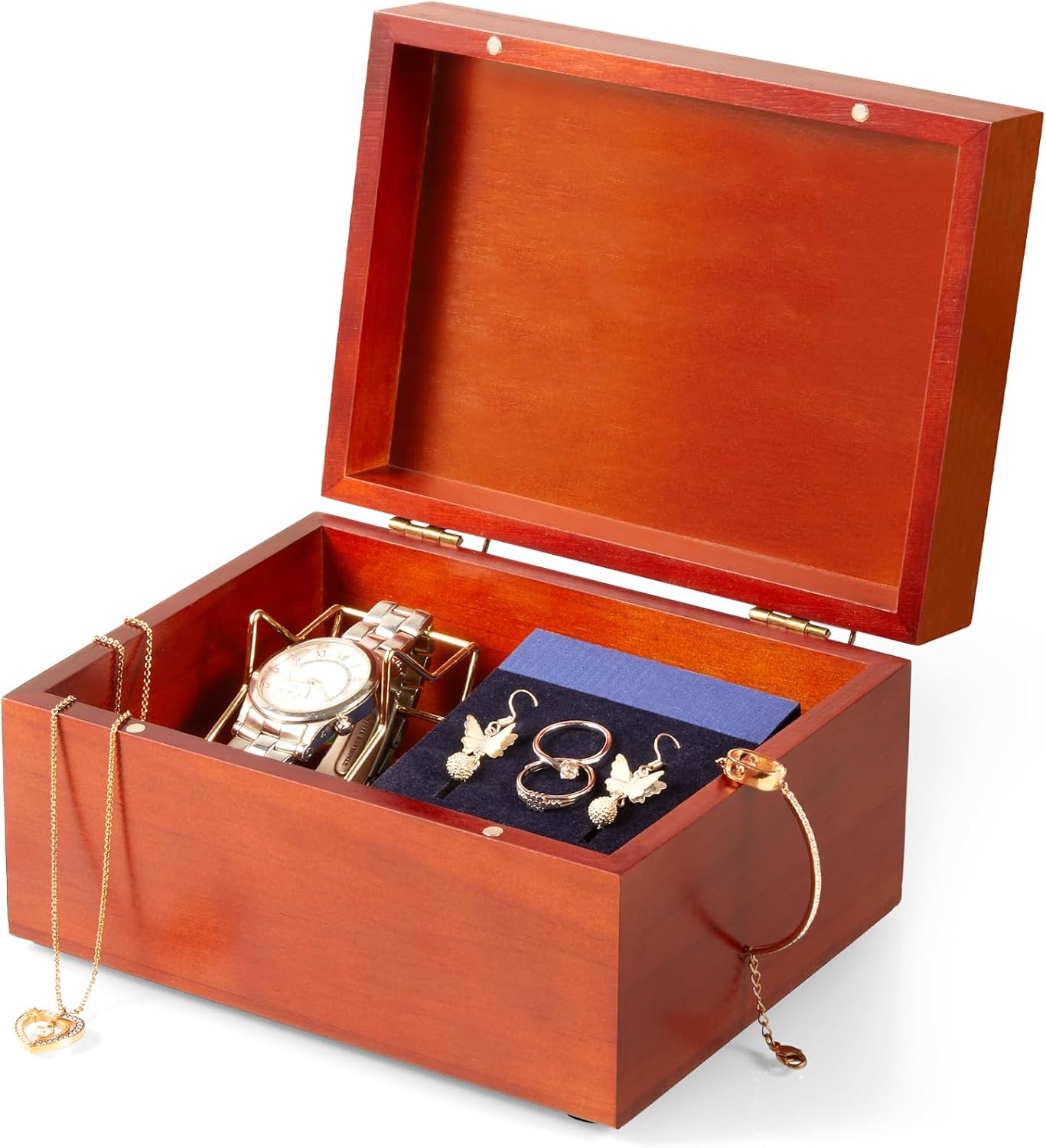 DRASTAR Wooden Keepsake Box, Large Acacia Storage Memory Box with a Hinged Lid for Crafts and Photo Storage