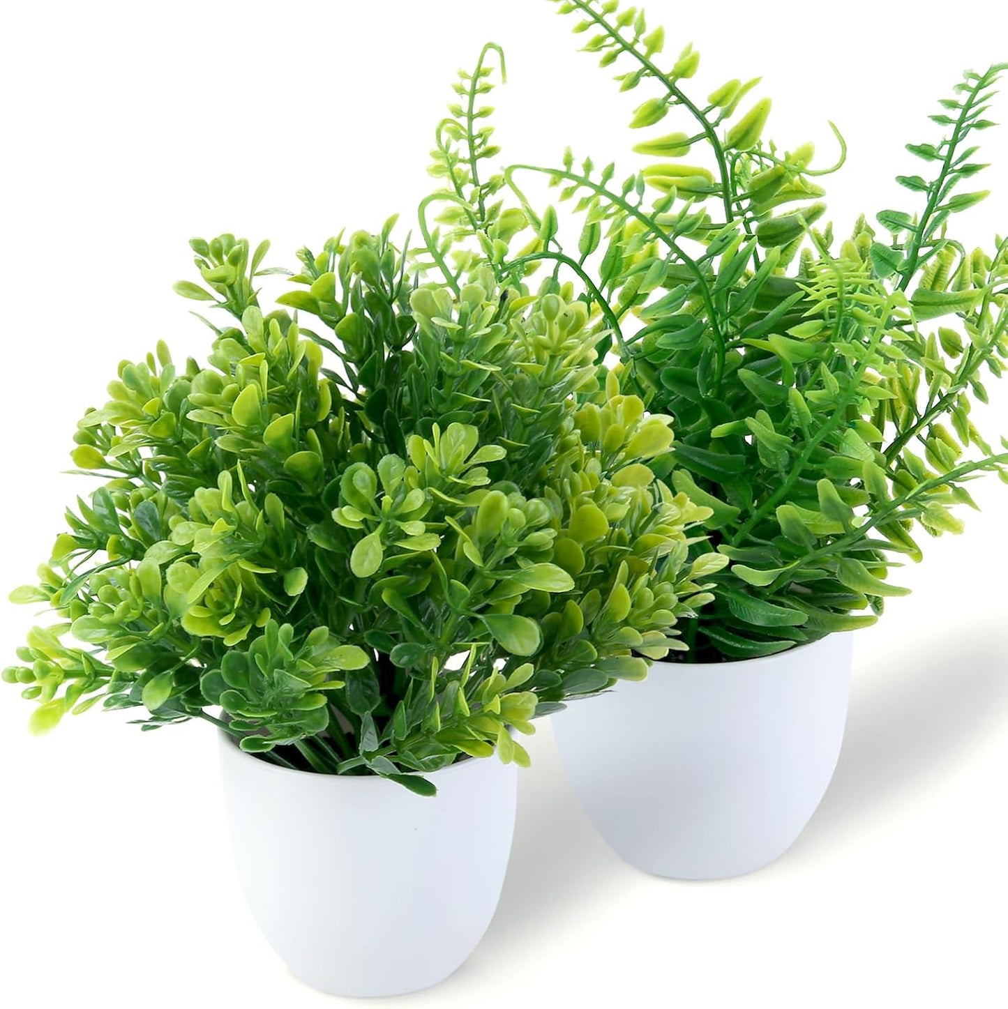GREENTIME 4 Pack Fake Plants in Black Pot Mini Artificial Eucalyptus Potted Plant Small Faux Grass Greenery Potted for Indoor Home Office Farmhouse Bathroom Table Decoration