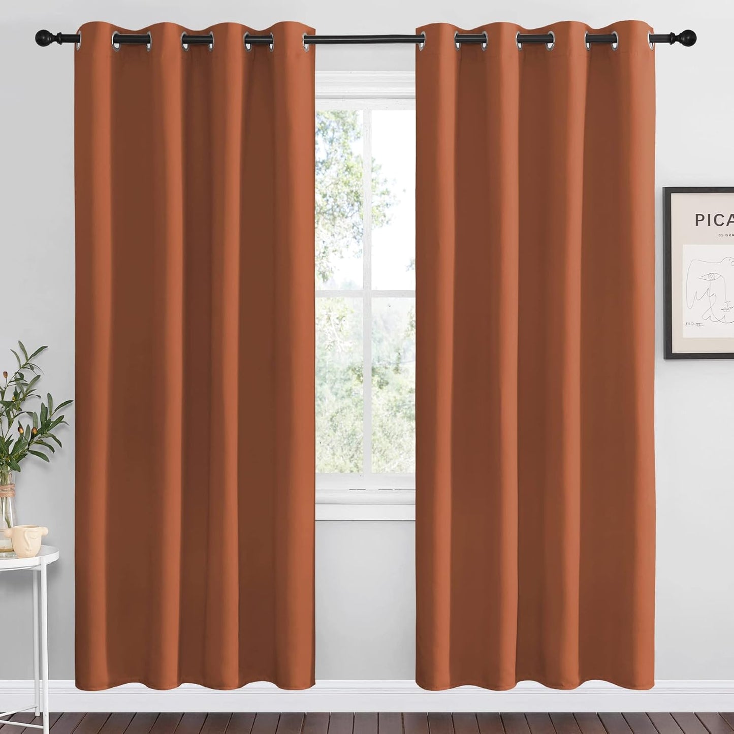 NICETOWN Halloween Pitch Black Solid Thermal Insulated Grommet Blackout Curtains/Drapes for Bedroom Window (2 Panels, 42 inches Wide by 63 inches Long, Black) - Colors B