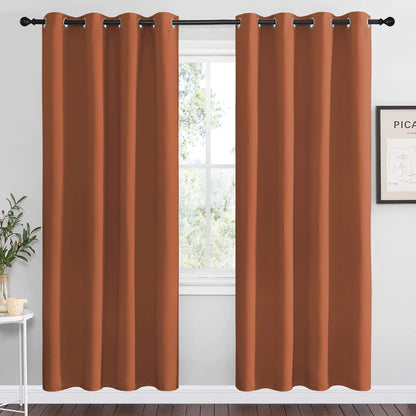 NICETOWN Halloween Pitch Black Solid Thermal Insulated Grommet Blackout Curtains/Drapes for Bedroom Window (2 Panels, 42 inches Wide by 63 inches Long, Black) - Colors B