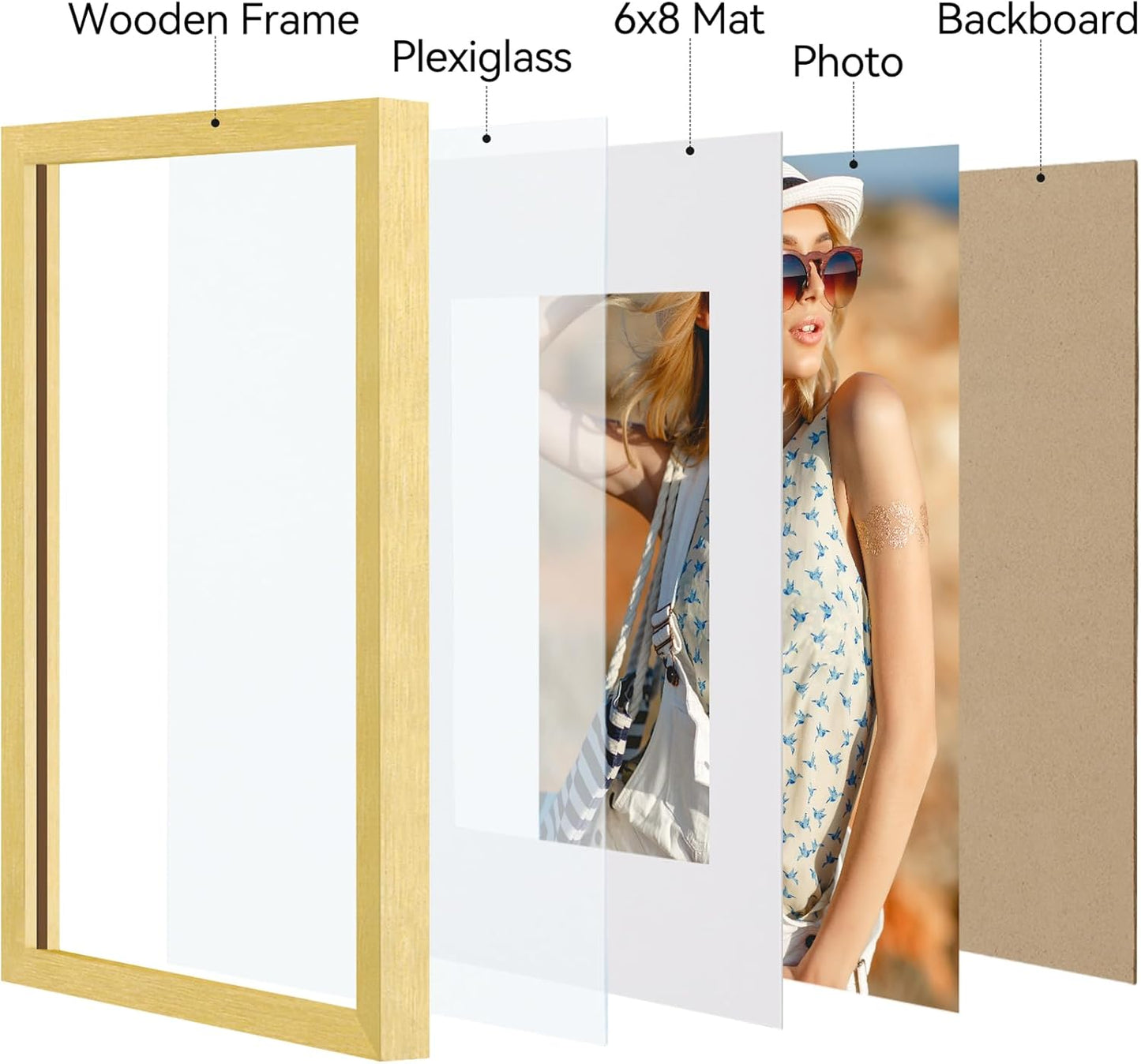 Vittanly 11x14 Picture Frame, Display Pictures 8x10 with Mat or 11x14 without Mat, Photo Frame for Wall Mounting, Black, 1 Pack - Colors A