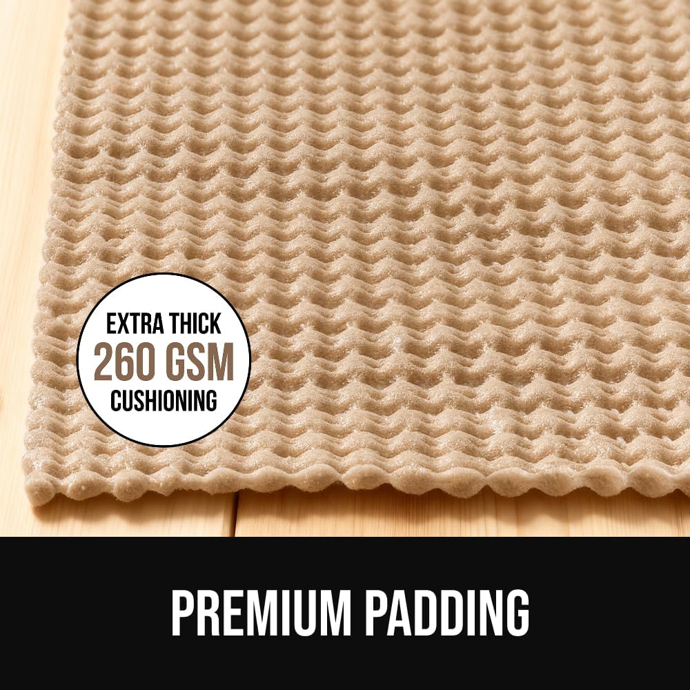 GORILLA GRIP® Strong Rug Pad Gripper, Grips Help Keep Area Rugs Safe in Place, Slip and Skid Resistant Pads for Tile and Hardwood Floors, Under Carpet Mat Cushion Floor Protection, 2x3 FT
