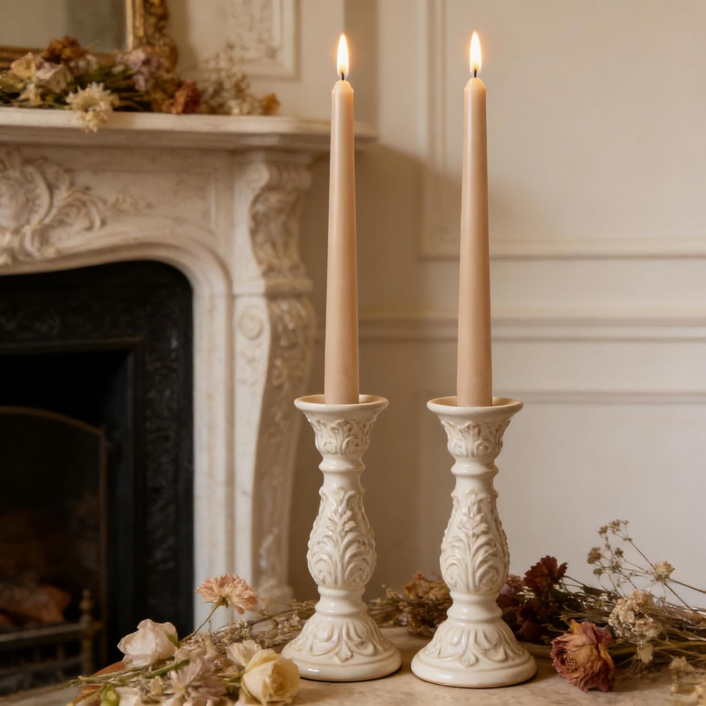 12-Pack Olive Green Taper Candles, 10 Inch Unscented Dripless Candlesticks, Long-Lasting Burn Time of 7-8 Hours, Perfect for Christmas Home Décor Spring and St. Patrick's Day