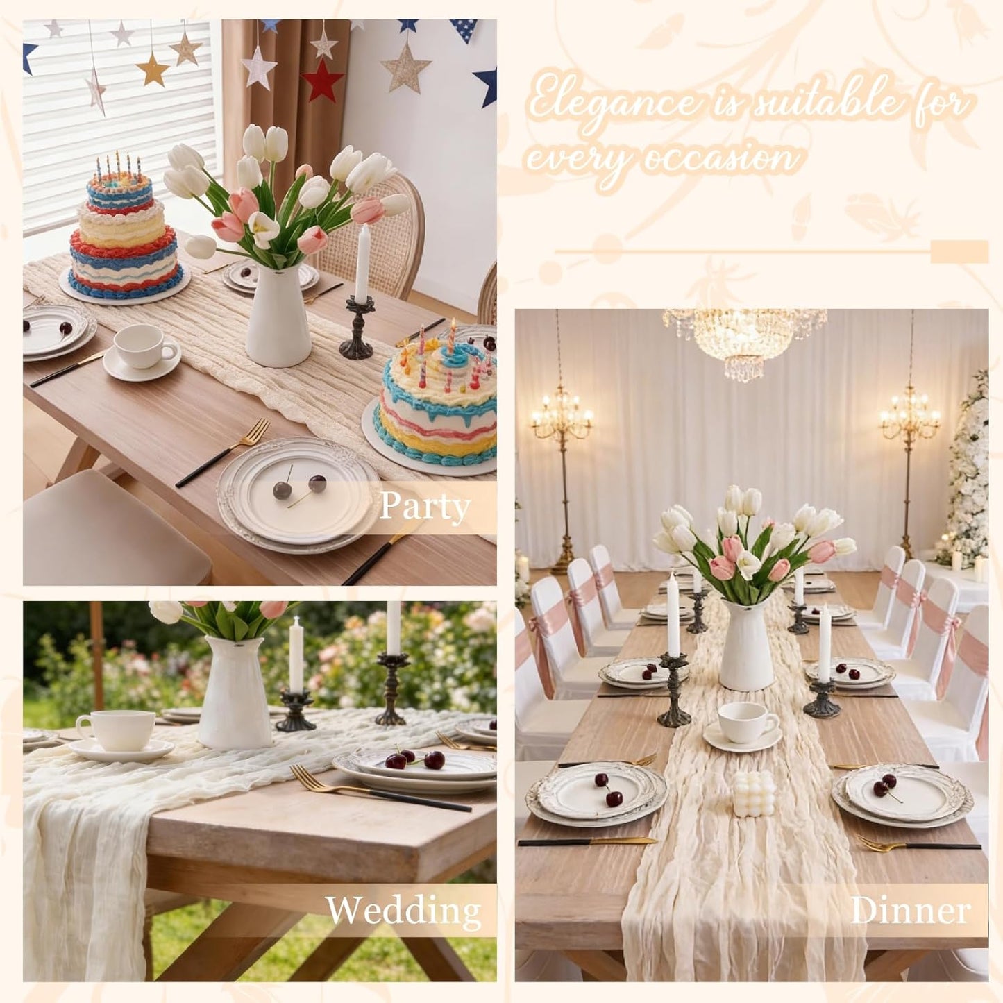 2pcs Cheesecloth Table Runner 120 Inches Pink Boho Gauze Cheese Cloth Runner 10FT Rustic Sheer Fall Table Runners for Thanksgiving Baby Shower Party Holiday Wedding Decoration