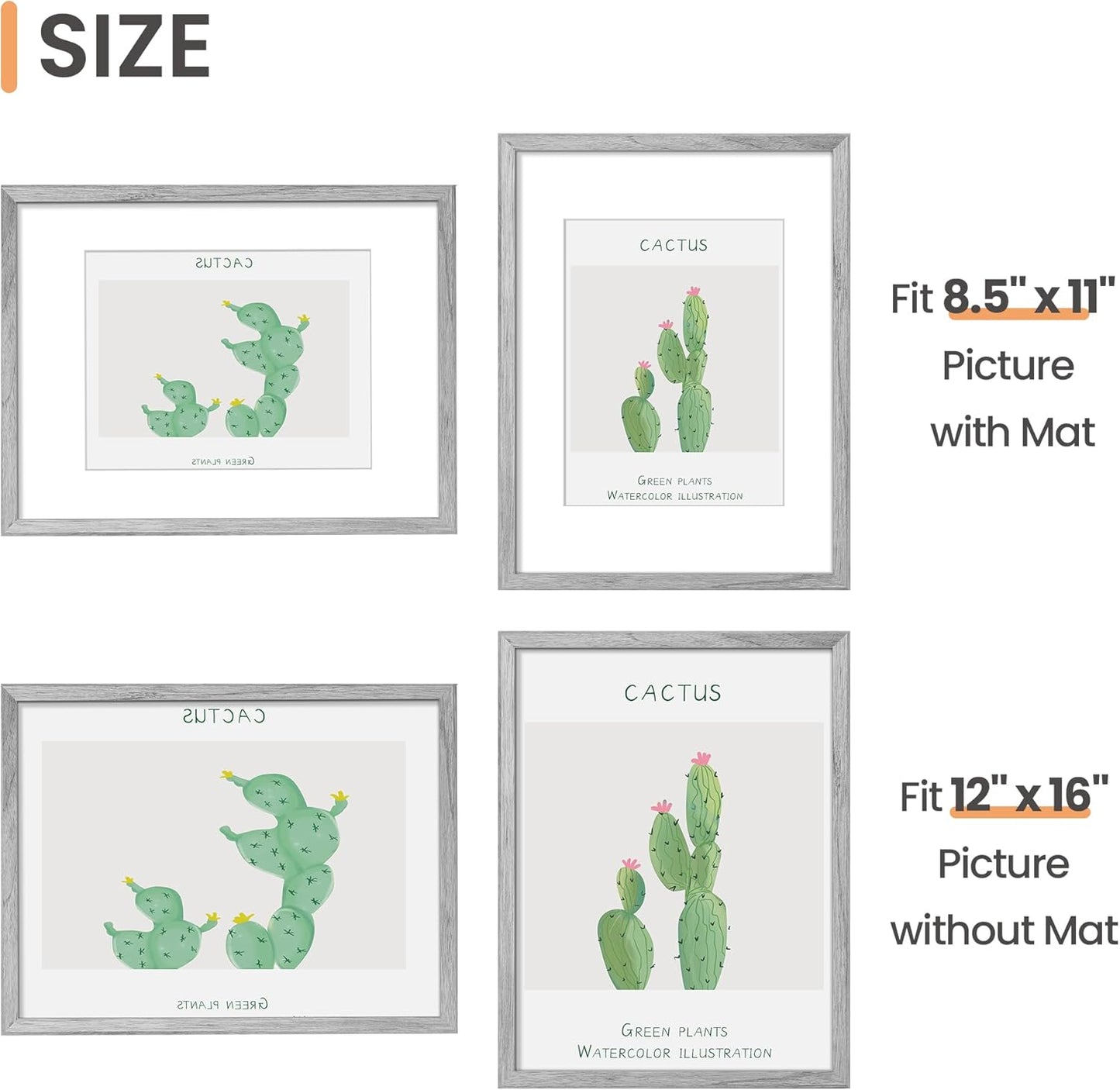 upsimples 8x10 Picture Frame, Display Pictures 5x7 with Mat or 8x10 Without Mat, Wall Hanging Photo Frame, Black, 1 Pack - Colors A