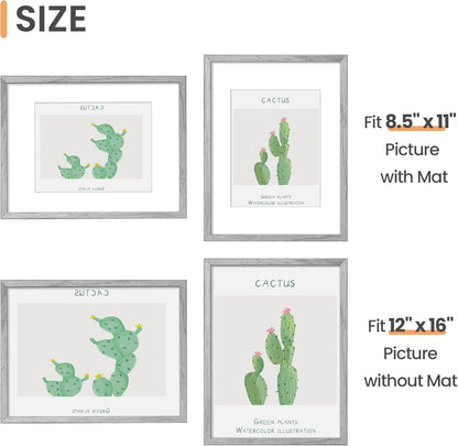 upsimples 8x10 Picture Frame, Display Pictures 5x7 with Mat or 8x10 Without Mat, Wall Hanging Photo Frame, Black, 1 Pack - Colors A