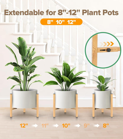 Plant Stand Indoor Adjustable, Metal Modern Indoor Plant Stand, Heavy Duty Plant Stands Outdoor Corner, Stable Plant Holder, Fits 8 to 12 Inches Pots, Black, 1 Pack, Pot & Plant Not Included
