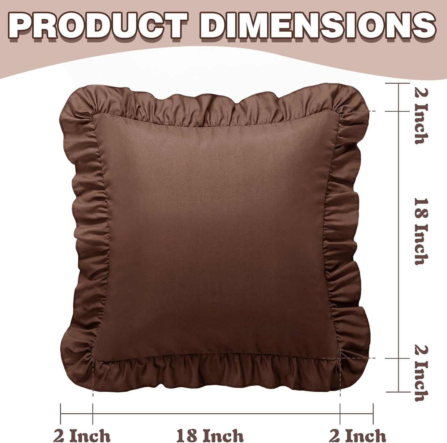 KKJIAF Ruffle Pillow Cases 26x26 Inches, White Square Ruffled Pillow Covers Set of 2, Microfiber Wrinkle Resistant Pillow Shams with Envelope Closure for Sofa Bed Living Room