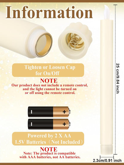 Treela 24 Pcs Flameless Taper Candles Battery Operated Bulk Fake Candles Light LED Candle Sticks Flickering Tapered for Easter Wedding Anniversary Decoration(Basic,11 Inch,Ivory)