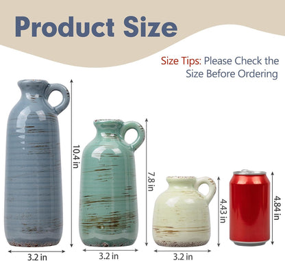 Modern Ceramic Vase Set of 5, Vases Home Decor Rustic Farmhouse Decorative Vase Pottery Vases for Bouquet Pampas Grass Dried Fresh Flowers, Table Living Room Kitchen Bedroom