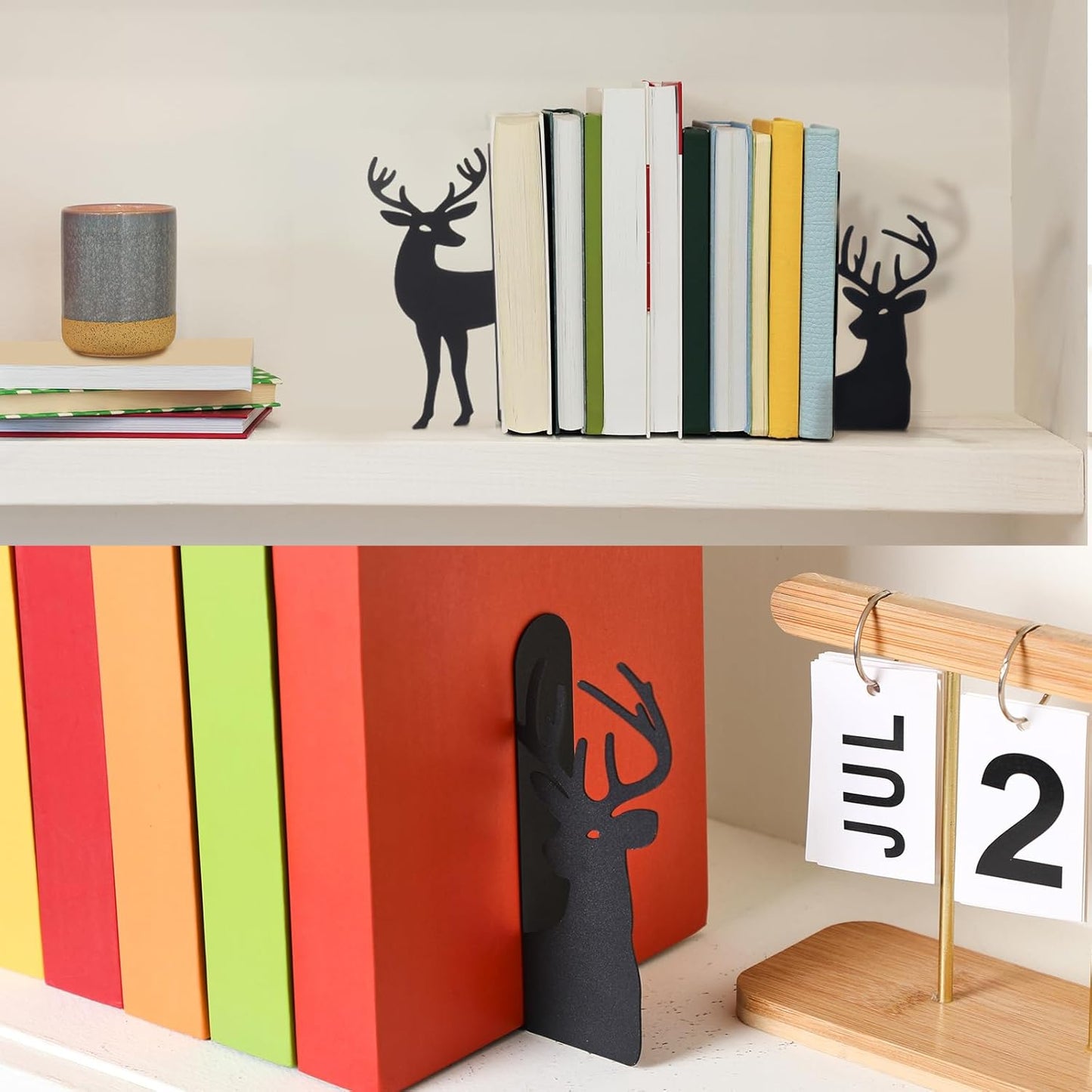 Geelin Peeping Cat Metal Bookends Set of 2 Cute Book Ends for Shelves Decorative Bookshelf Home Office Desk Bookshelf Decor Gift for Cat Lovers and Reading Enthusiasts