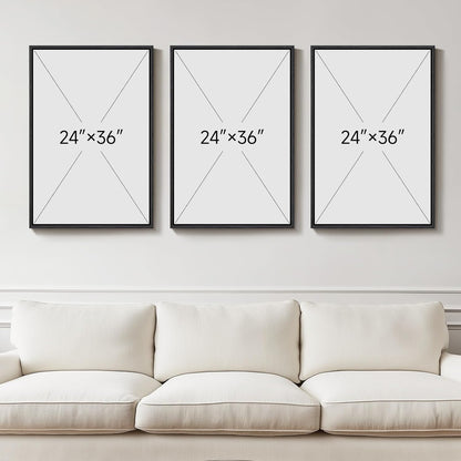 Large Framed Black and White Abstract Wall Art for Living Room, 3 Piece Big Modern Canvas Prints Paintings Artwork for Walls, Minimalist Abstract Art Pictures for Hallway, Office Wall Decor 24x36 In