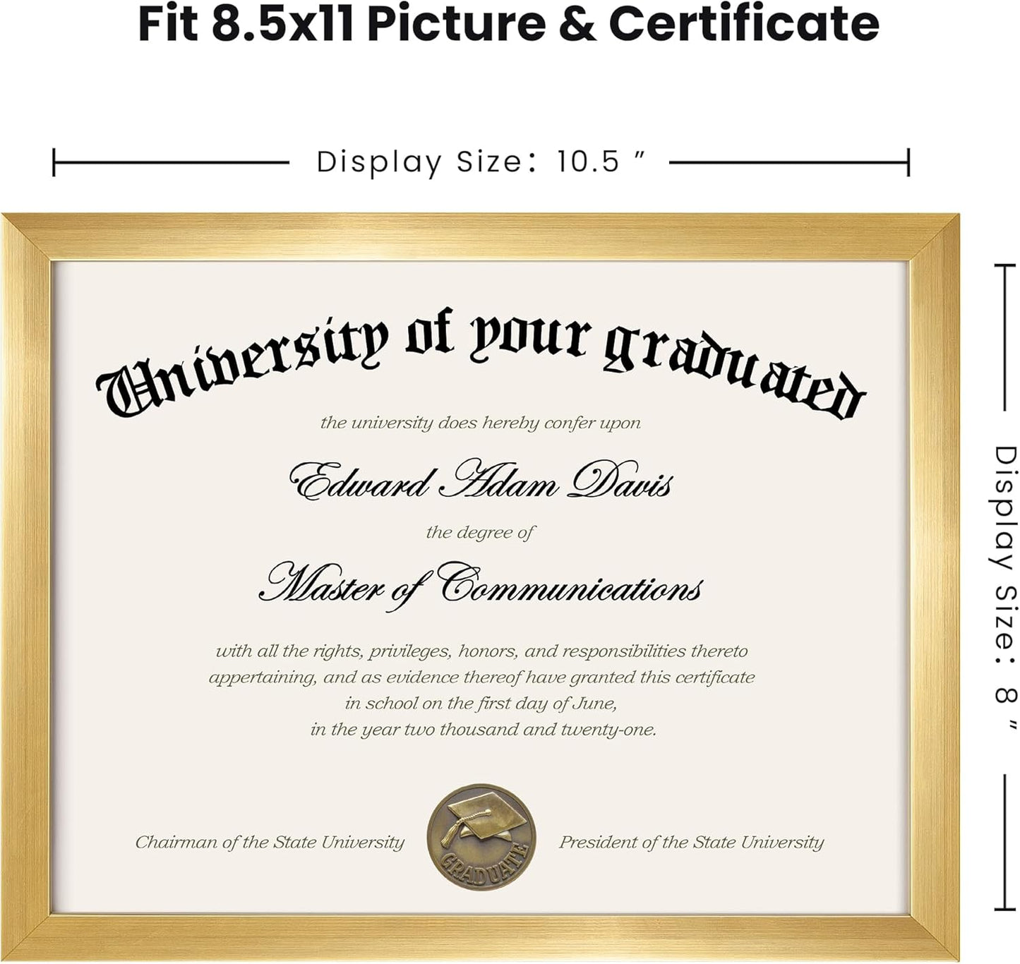 upsimples Certificate Frame with High Definition Glass, 8.5 by 11 Picture Diploma Document Frames for Wall and Tabletop, Black 5 Pack