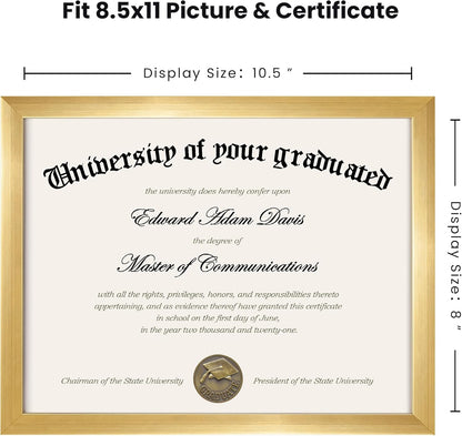 upsimples Certificate Frame with High Definition Glass, 8.5 by 11 Picture Diploma Document Frames for Wall and Tabletop, Black 5 Pack