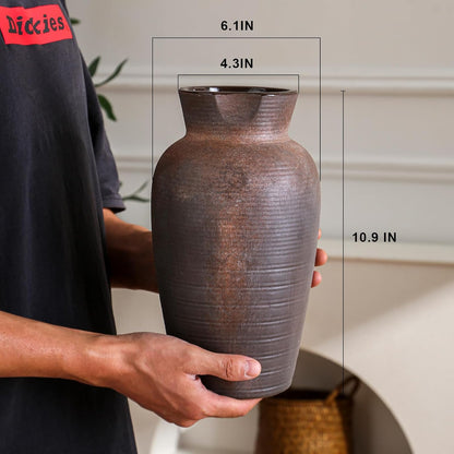 Rustic Vases for Home Decor. Ceramic Vase for Dining Table Decor. Terracotta Decorative Vase 6.1IN. ZSHLXM