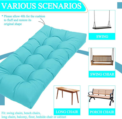 MTMR Outdoor Bench Cushion-44X19 Water-Repellent Tufted Porch Swing Cushions with High Elasticity PP Cotton and Ties Fade-Resistant Patio Outdoor Chair Cushion for Bench Furniture, Indoor Seat Cushion
