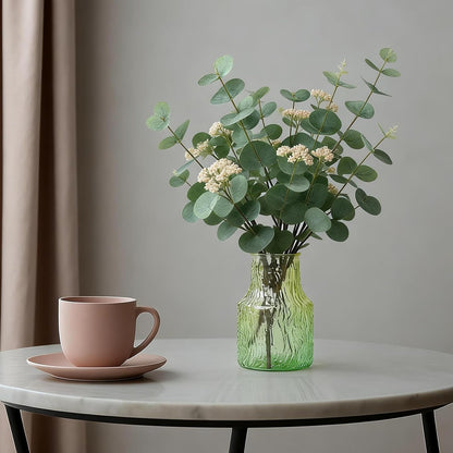 Fake Plants, 20Pcs Eucalyptus Stems Artificial Flowers, Fake Eucalyptus Leaves Stems, Plastic Grey Green Touch Leaf Branches for Home Office Flowers Bouquet Centerpiece Wedding Decoration