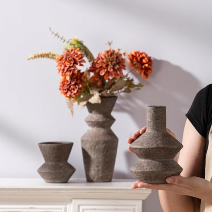Ceramic Vase Home Table Decor - Flower Vase Set of 3 Living Room Kitchen Decorations Farmhouse Modern Rustic Vases Decorative Centerpiece for Shelf Bedroom Office Bathroom Dining Coffee Desk