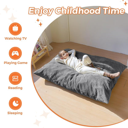 MAXYOYO 3 in 1 Kids Bean Bag Chair Couch, Convertible Chair Folds from Bean Bag to Lounger, Child Floor Sofa for Gaming, Reading, Floor Mattress with High-Density Foam Filling
