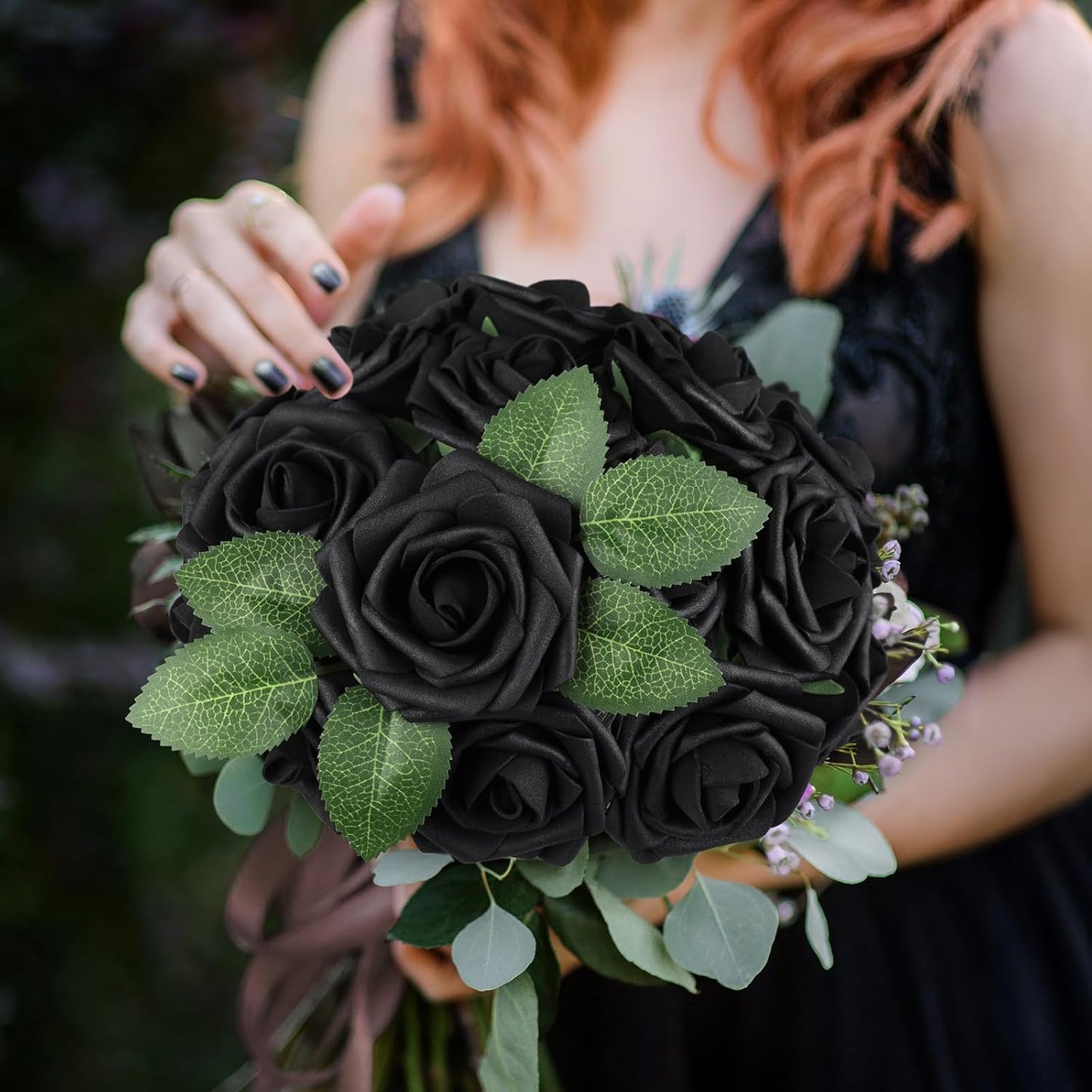 AmyHomie Artificial Flowers Dark Red Rose 25pcs Real Looking Fake Roses w/Stem for DIY Wedding Bouquets Centerpieces Arrangements Party Baby Shower Mothers Day Christmas Tree Decorations