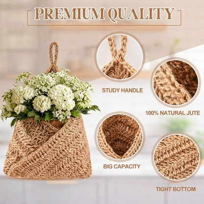 Honeydak Boho Decor Hanging Wall Baskets for Kitchen 3 Pack Teardrop Baskets with Hooks Storage Fruit Onion Vegetable Potato for Home 3 Sizes(Linen,Teardrop,Jute)